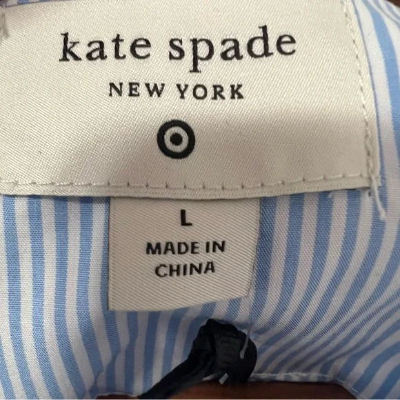Kate Spade Target White Blue Stripe Puff Sleeve Bows Coastal Preppy Blouse L NWT - Picture 6 of 10